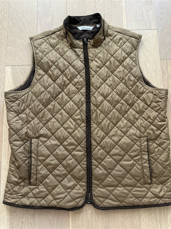 Peter Millar Other - Peter Millar Essex Quilted Vest Men’s XL Olive Fleece Lined Windproof Full Zip